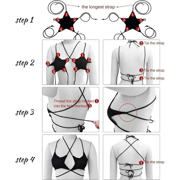 Women Sexy Halter Party Dance Bra Strappy  Crisscross Wrap Tie Music Outfit - Picture 3 of 7